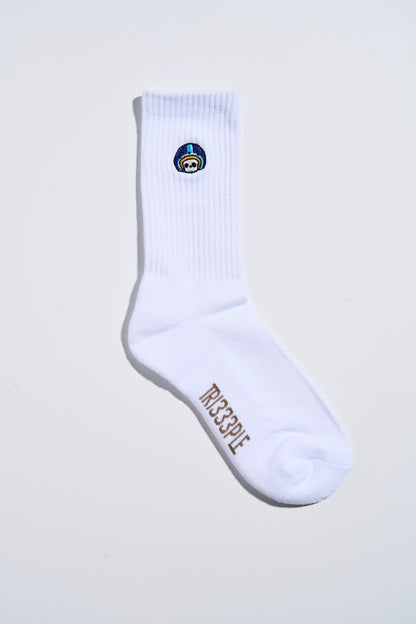 skully white single sock